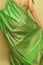 Green Bhagalpur Silk Saree - Luxurion World