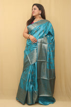 Blue Bhagalpur Tussar Moonga Silk Saree - Luxurion World