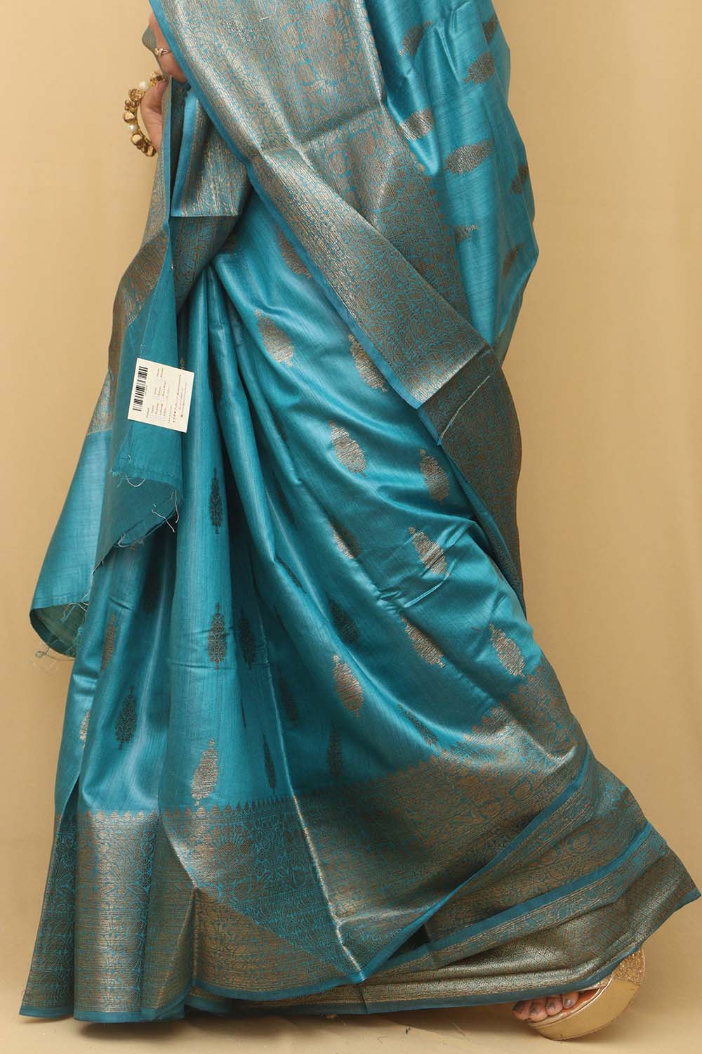 Blue Bhagalpur Tussar Moonga Silk Saree - Luxurion World