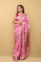 Pink Bhagalpur Silk Saree - Luxurion World