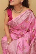 Pink Bhagalpur Silk Saree - Luxurion World