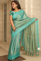 Blue Bhagalpur Tissue Saree - Elegant and Timeless - Luxurion World