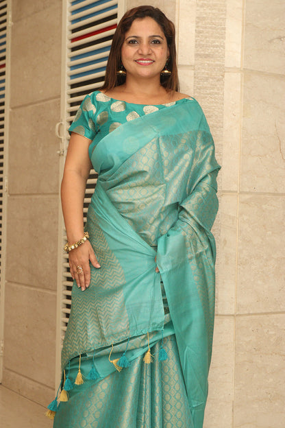 Blue Bhagalpur Tissue Saree - Elegant and Timeless - Luxurion World