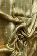 Pastel Tussar Tissue Silk Checkard Design Handloom Bhagalpur Saree - Luxurion World