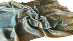 Elegant Blue Tussar Tissue Silk Checkard Design Handloom Bhagalpur Saree - Luxurion World