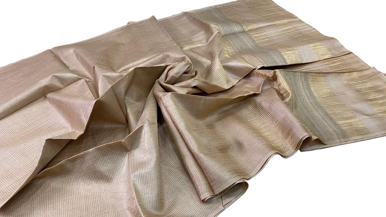 Pastel Bhagalpur Handloom Tussar Tissue Checks Saree - Luxurion World