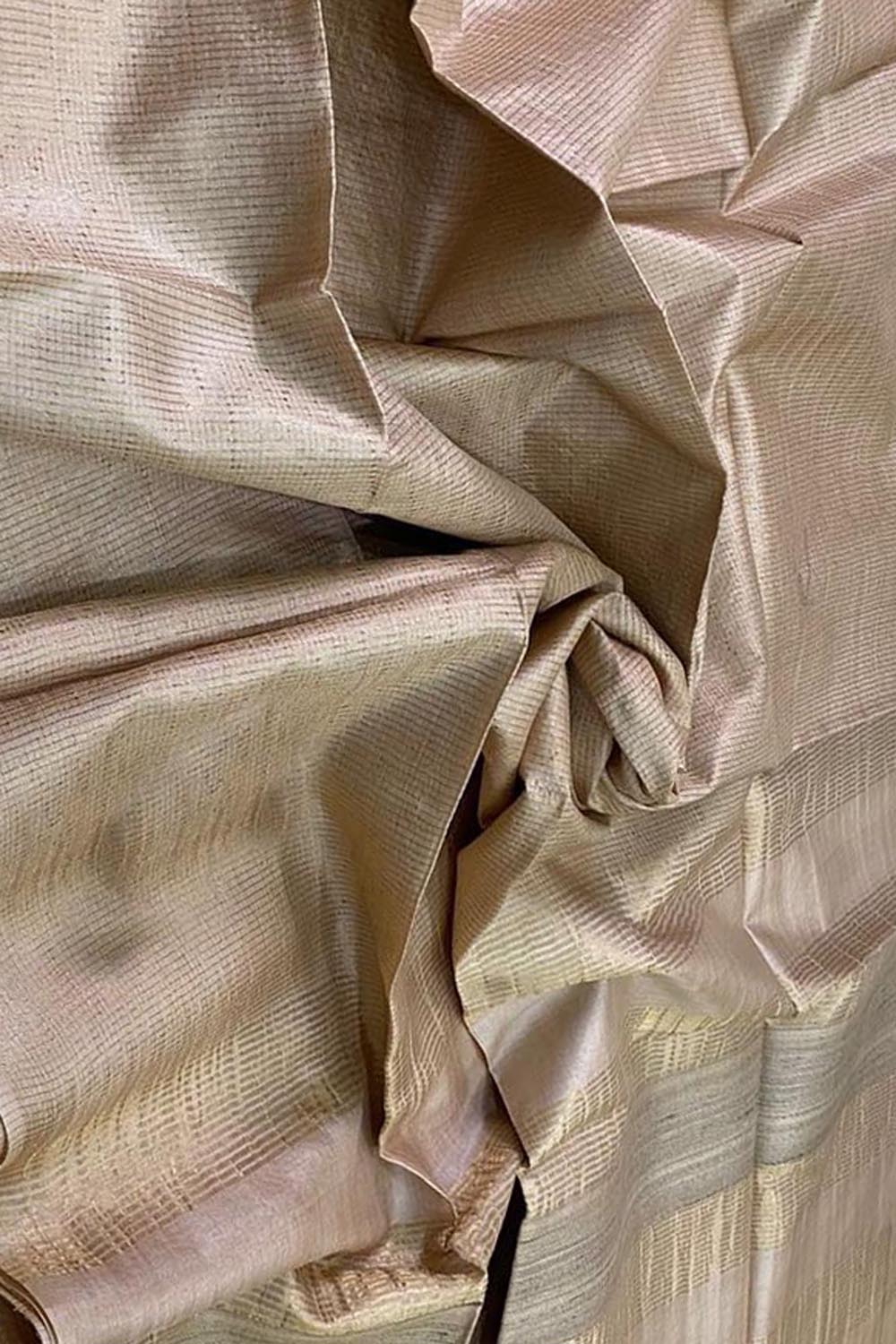 Pastel Bhagalpur Handloom Tussar Tissue Checks Saree - Luxurion World