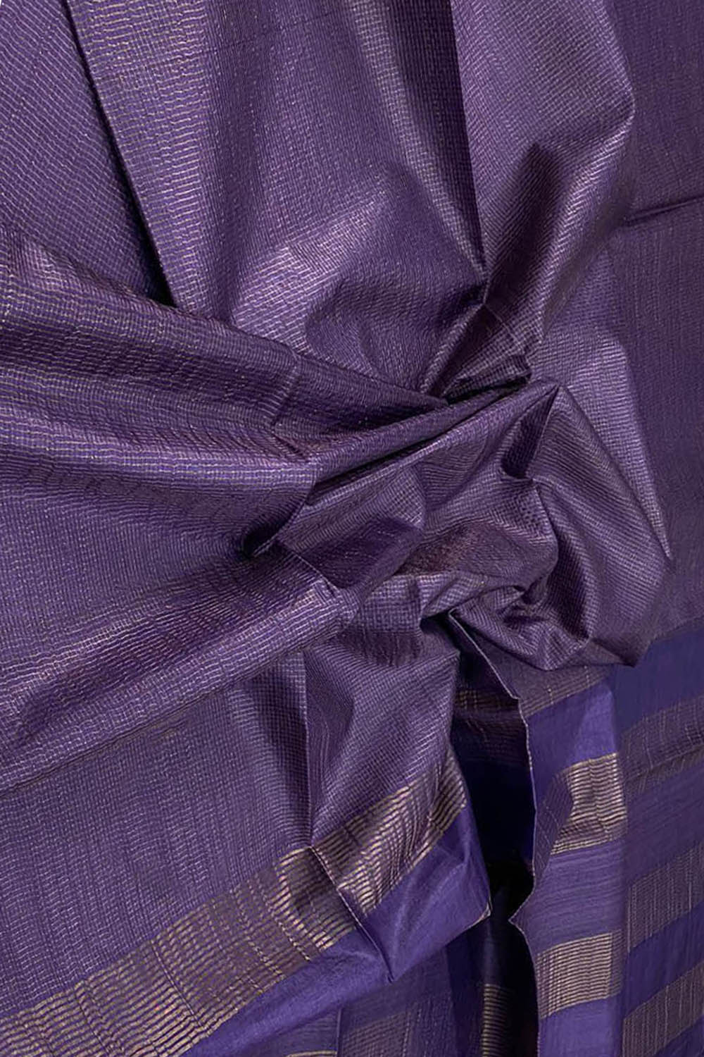 Elegant Purple Bhagalpur Tussar Tissue Checks Saree - Luxurion World