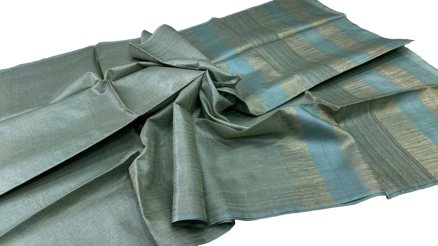 Elegant Blue Bhagalpur Tussar Tissue Checks Saree - Luxurion World