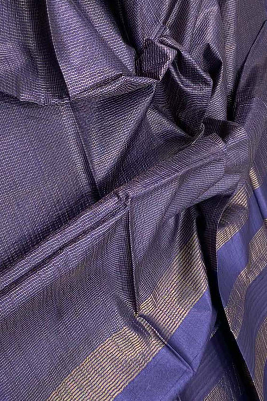 Elegant Purple Tussar Tissue Checks Saree - Luxurion World