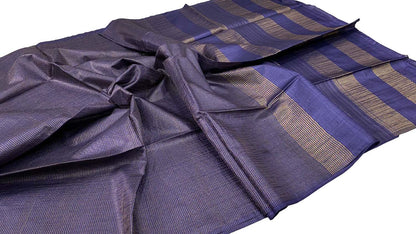 Elegant Purple Tussar Tissue Checks Saree - Luxurion World