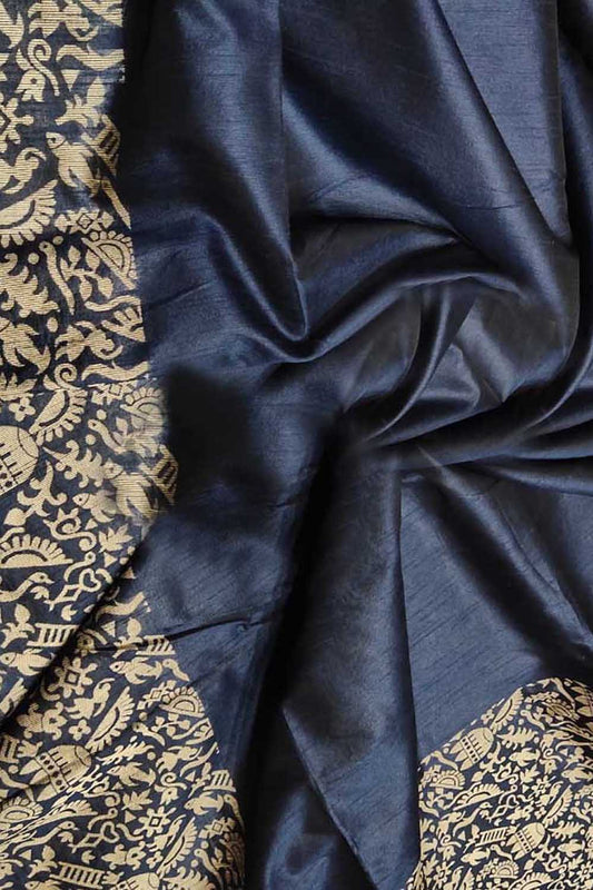 Blue Chattisgarh Handloom Silk Saree - Elegant and Traditional - Luxurion World