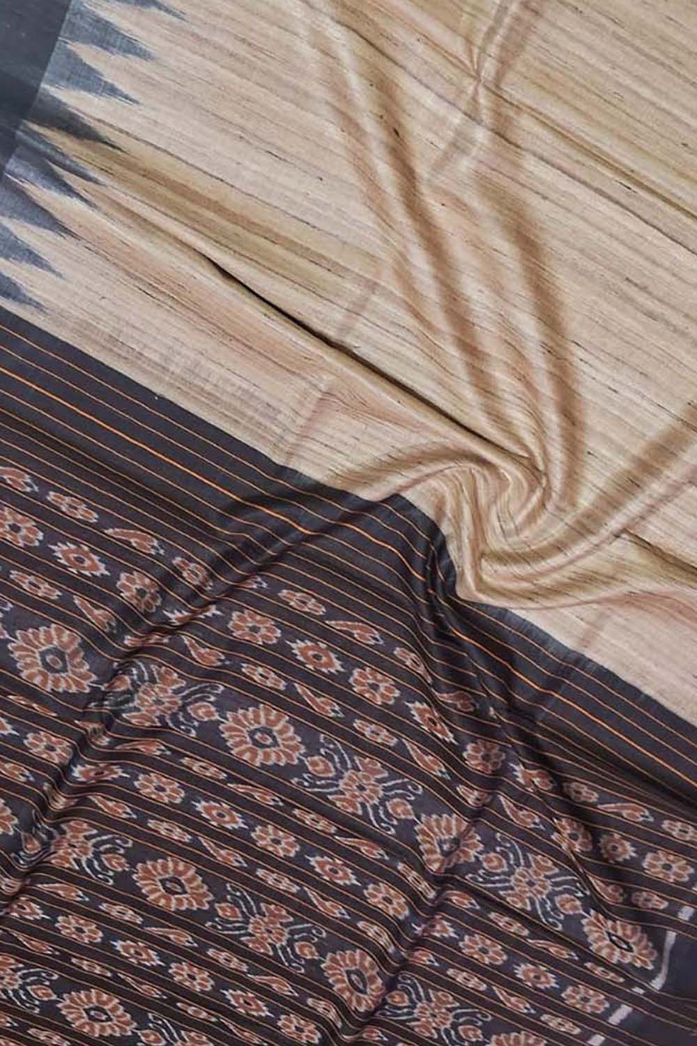 Pastel Bhagalpur Handloom Tussar Ghicha Silk Saree - Luxurion World