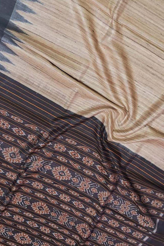 Pastel Bhagalpur Handloom Tussar Ghicha Silk Saree - Luxurion World