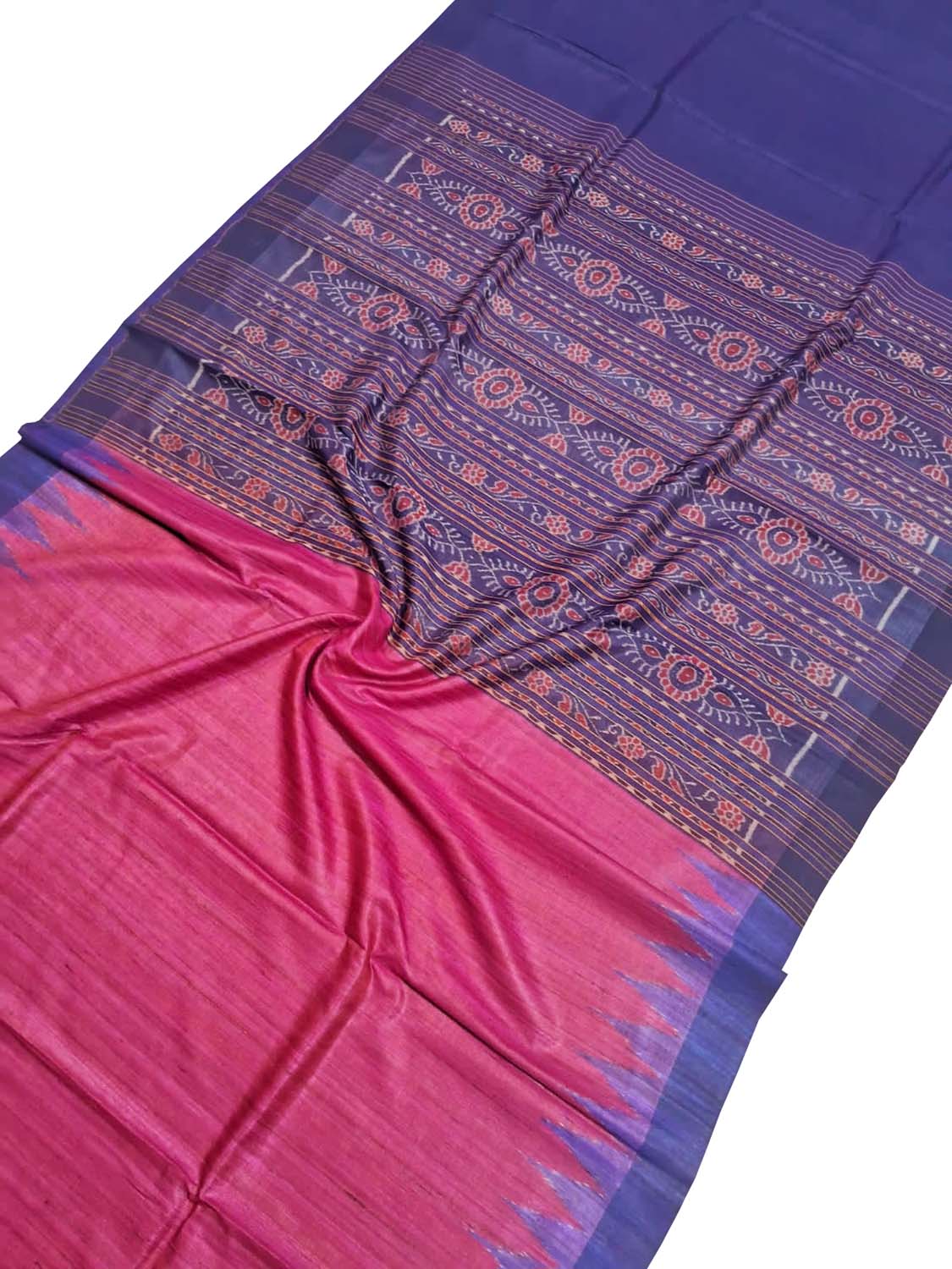 Stunning Pink Bhagalpur Handloom Tussar Ghicha Silk Saree - Luxurion World