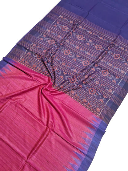 Stunning Pink Bhagalpur Handloom Tussar Ghicha Silk Saree - Luxurion World