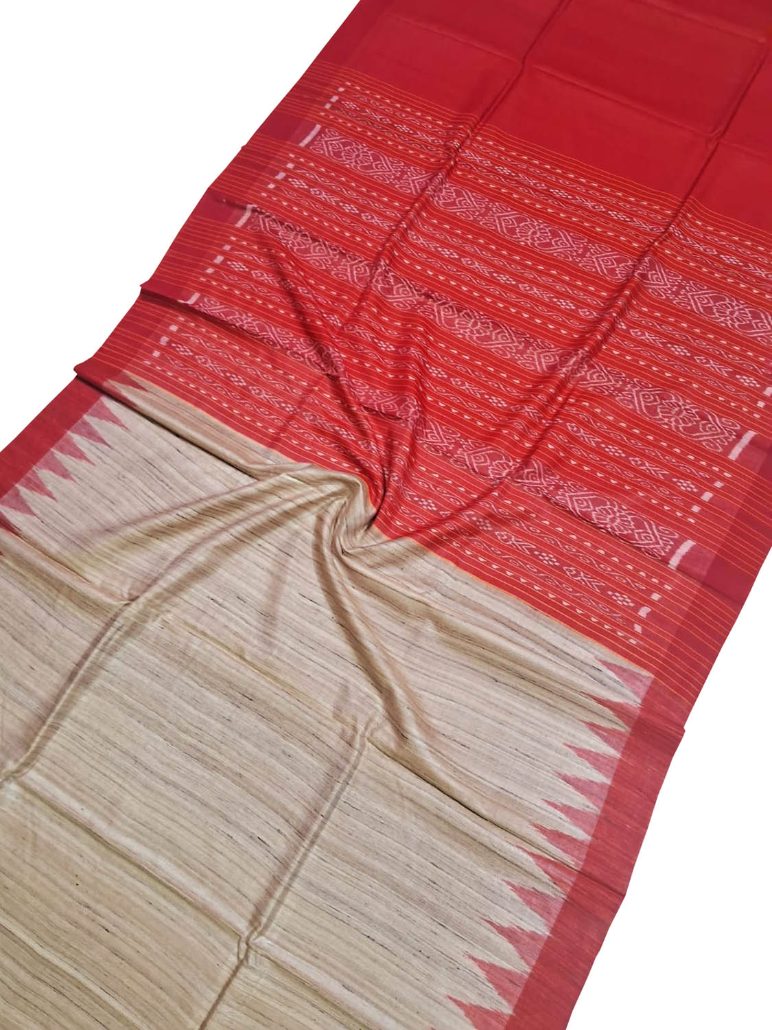 Handloom Tussar Ghicha Silk Ikat Saree - Luxurion World