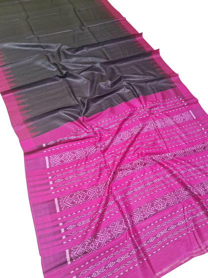 Elegant Black Bhagalpur Handloom Tussar Ghicha Silk Saree - Luxurion World