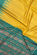 Yellow Bhagalpur Tussar Silk Ikat Saree - Luxurion World