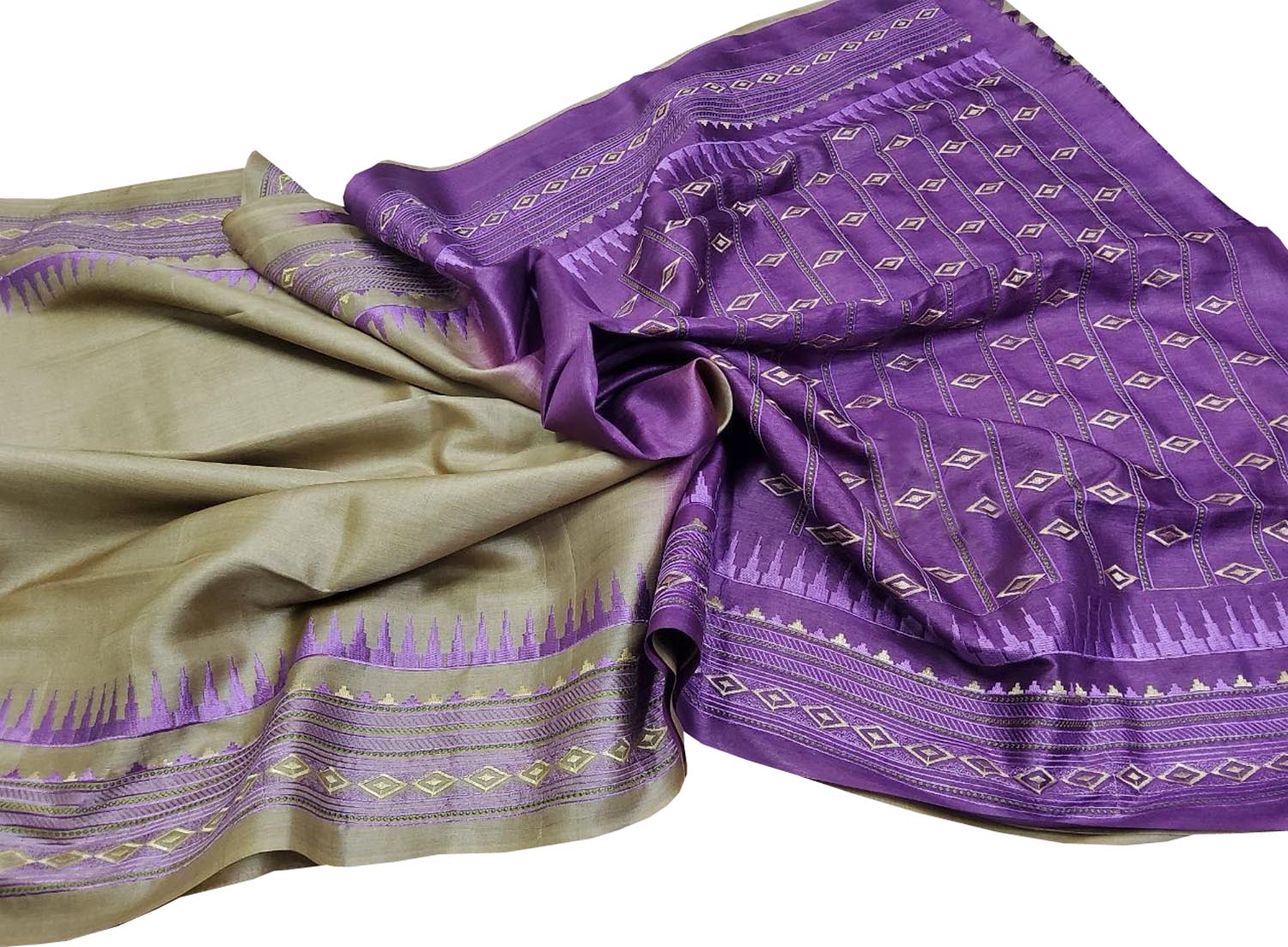 Elegant Pastel Moonga Tussar Silk Embroidered Saree - Luxurion World
