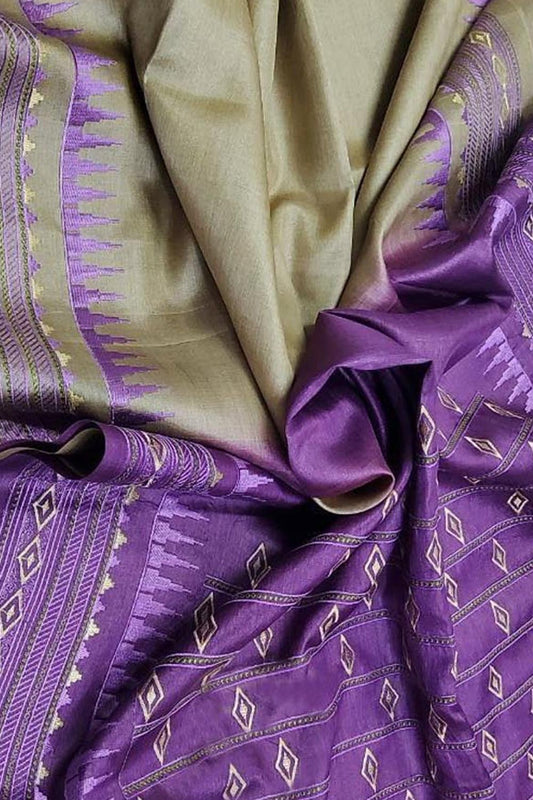 Elegant Pastel Moonga Tussar Silk Embroidered Saree