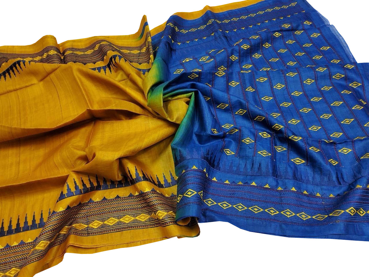 Stunning Yellow Moonga Tussar Silk Embroidered Saree - Luxurion World