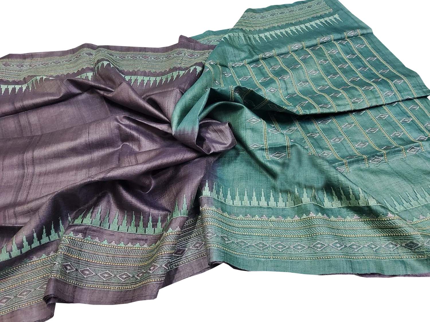 Elegant Purple Moonga Tussar Silk Embroidered Saree - Luxurion World