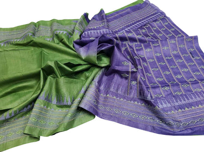 Elegant Green Moonga Tussar Silk Embroidered Saree - Luxurion World