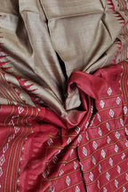 Elegant Pastel Moonga Tussar Silk Embroidered Saree - Luxurion World