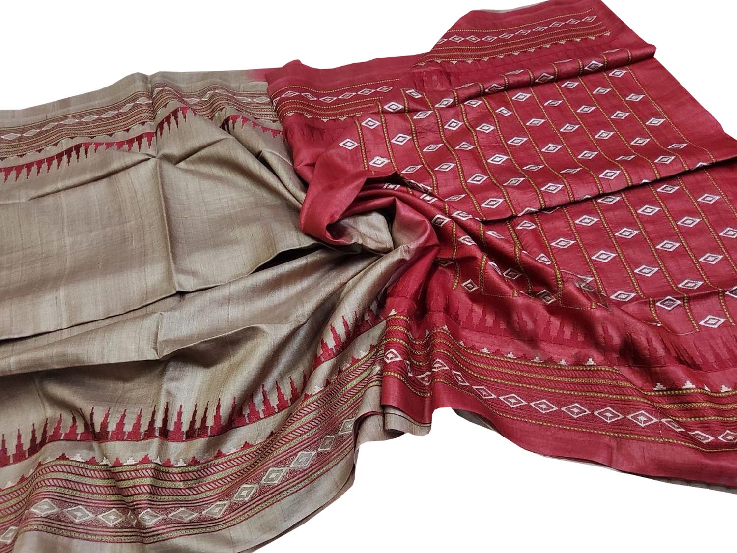 Elegant Pastel Moonga Tussar Silk Embroidered Saree - Luxurion World