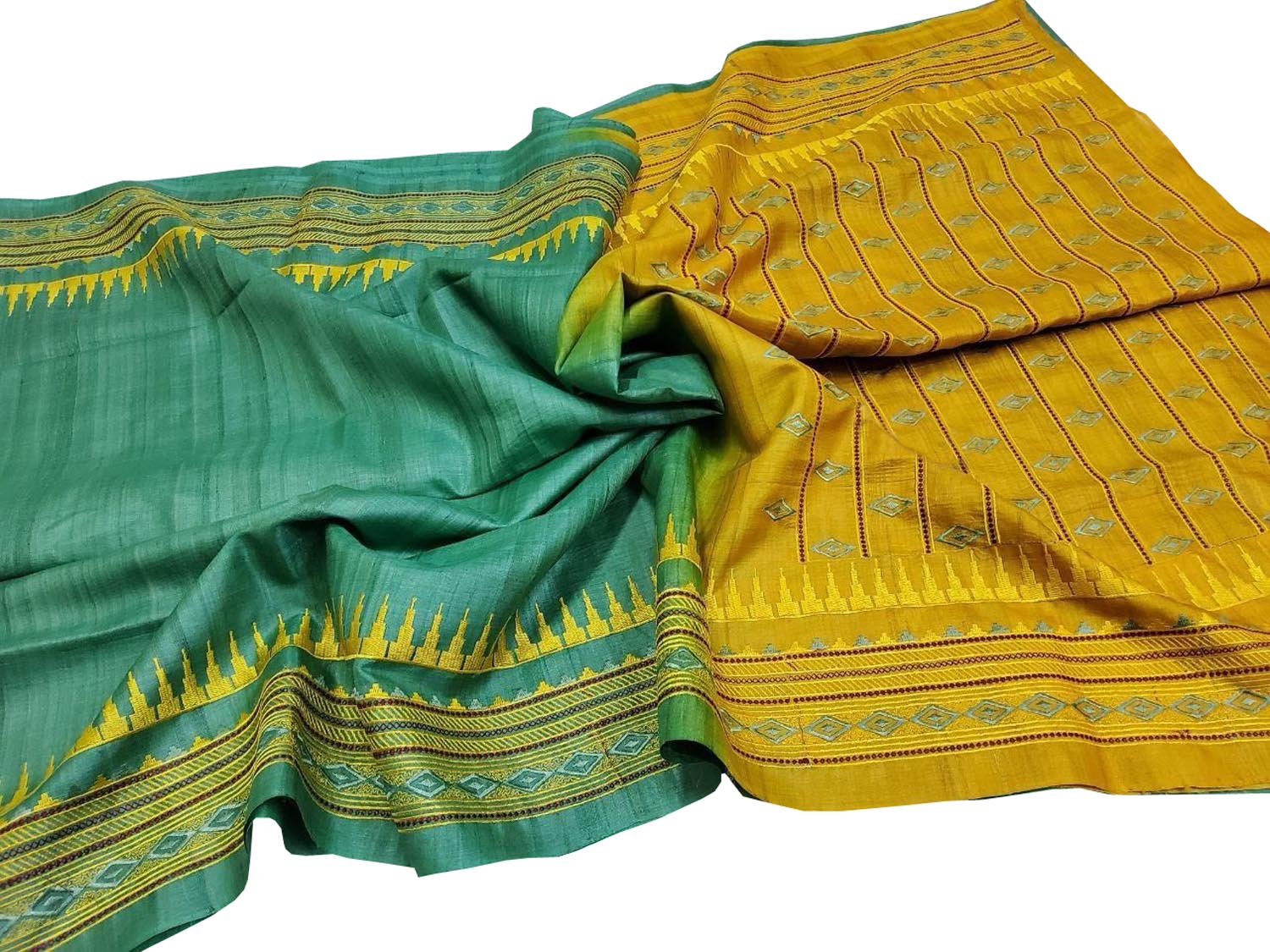 Elegant Green Moonga Tussar Silk Saree with Embroidery - Luxurion World