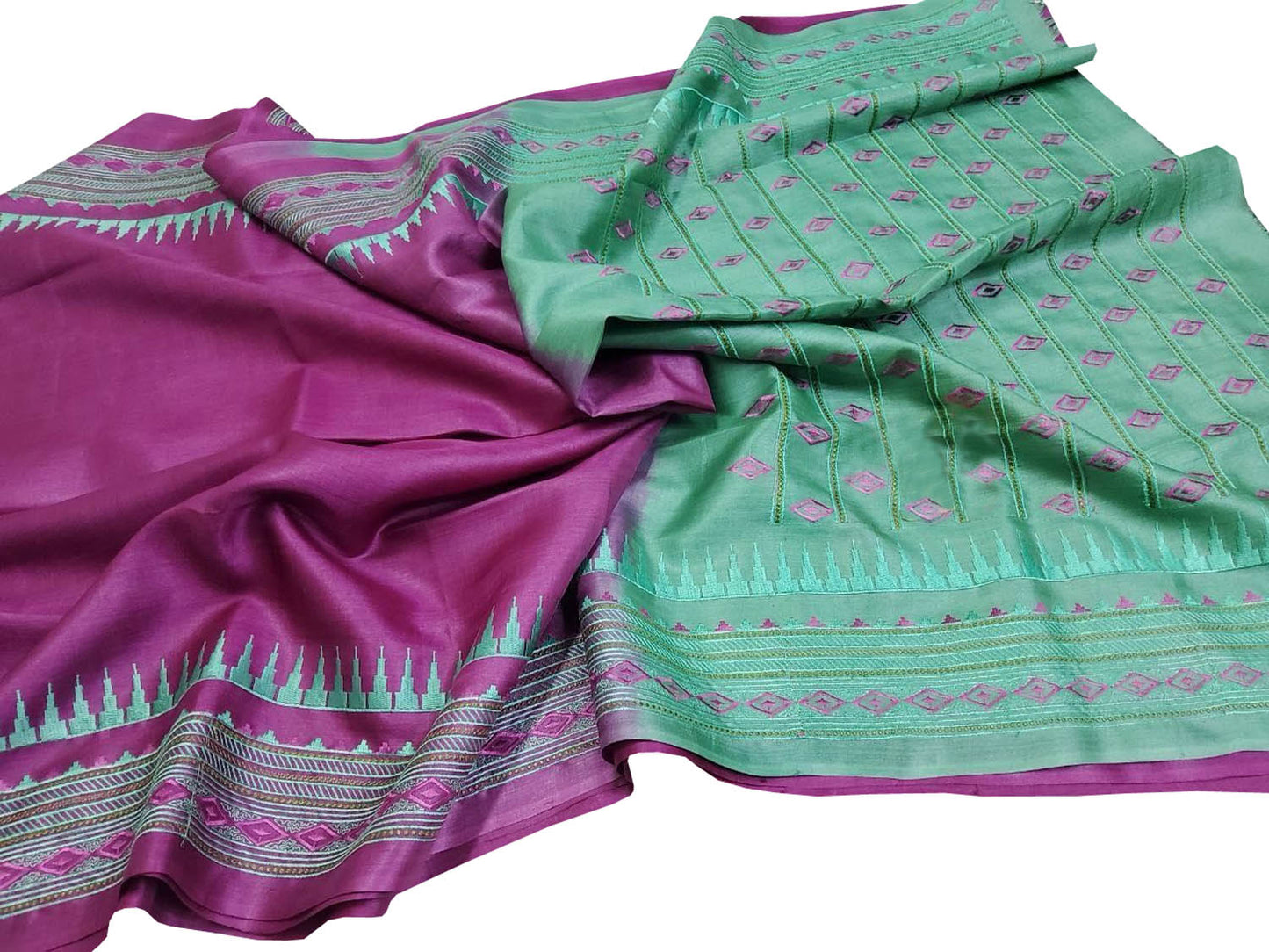 Elegant Pink Moonga Tussar Silk Embroidered Saree - Luxurion World