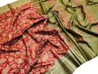 Red Bhagalpur Pure Ghicha Tussar Silk Saree - Luxurion World