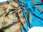 Elegant Pastel Ghicha Tussar Silk Saree with Block Print - Luxurion World