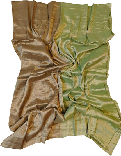 Pastel Green Bhagalpur Tissue Cotton Saree - Luxurion World
