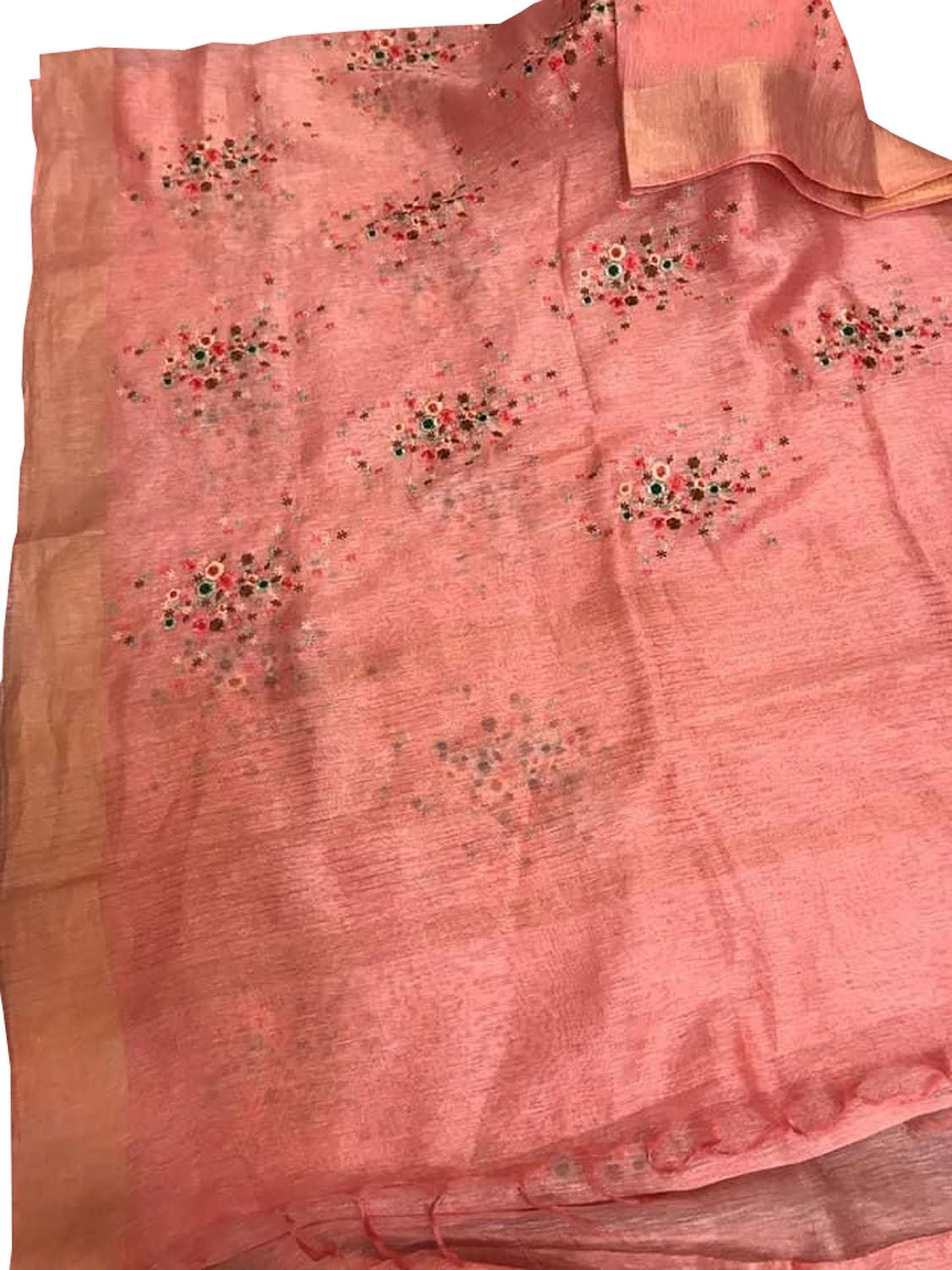 Blush Pink Linen Silk Saree with Elegant Embroidery - Luxurion World
