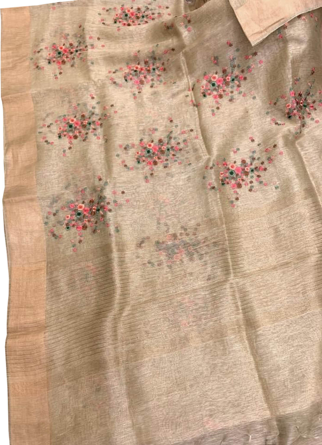 Pastel Pure Linen Silk Saree with Elegant Embroidery - Luxurion World