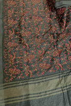 Elegant Black Linen Silk Saree with Embroidery - Luxurion World