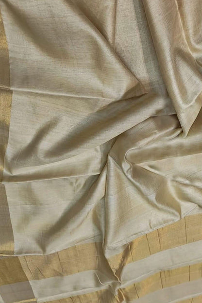Elegant Pastel Bhagalpur Handloom Tussar Silk Saree - Luxurion World