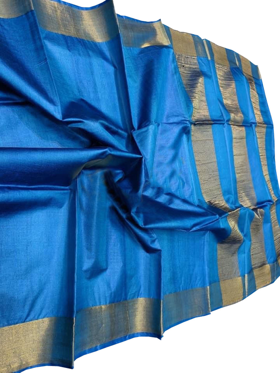 Exquisite Blue Bhagalpur Handloom Tussar Silk Saree - Luxurion World