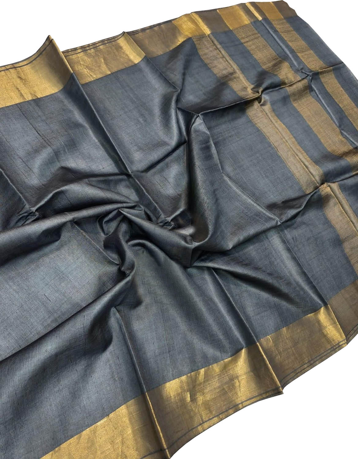 Elegant Grey Bhagalpur Handloom Tussar Silk Saree - Luxurion World
