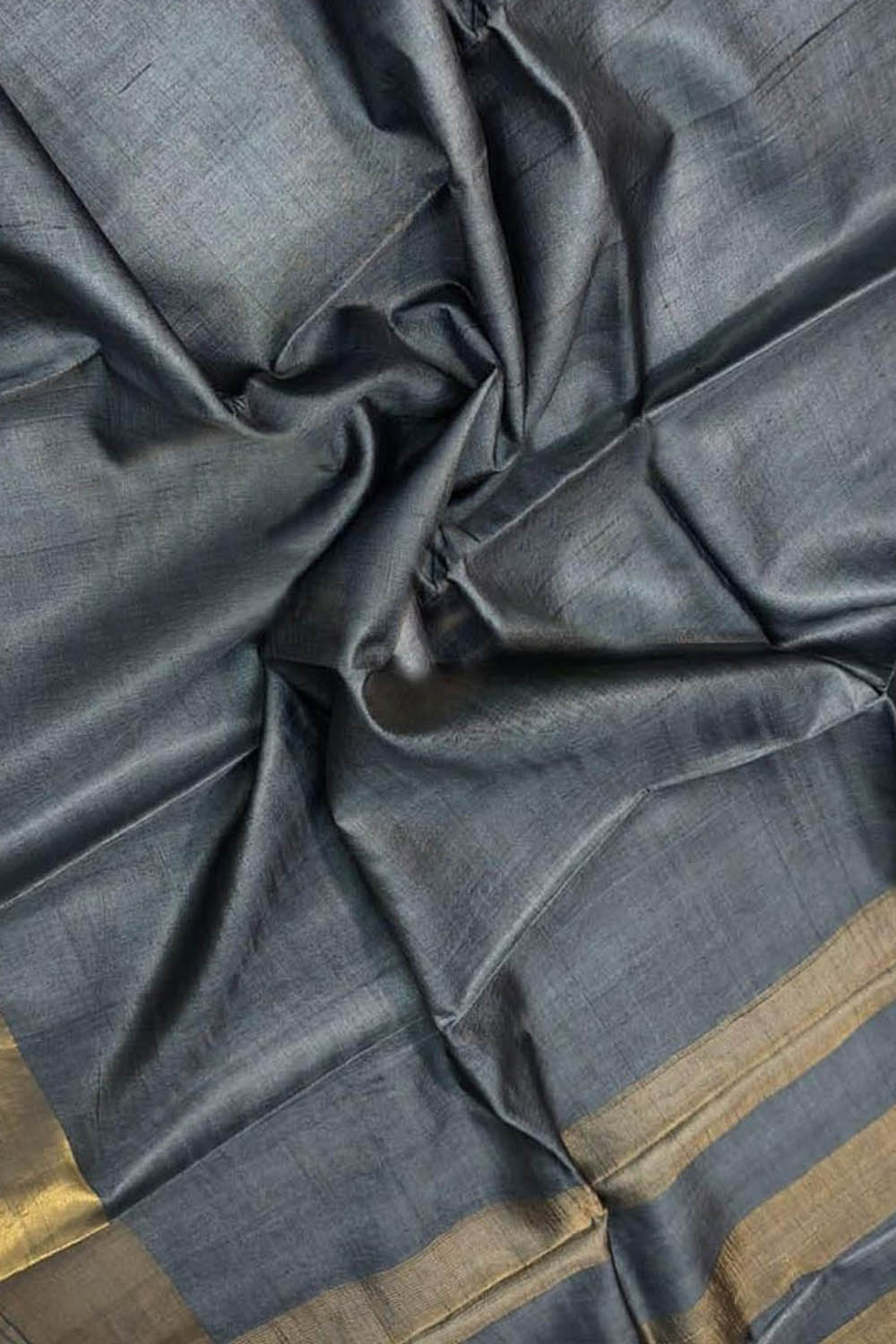 Elegant Grey Bhagalpur Handloom Tussar Silk Saree - Luxurion World