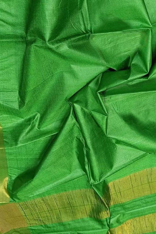 Elegant Green Bhagalpur Handloom Tussar Silk Saree - Luxurion World