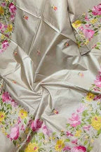 Pastel Bhagalpur Pure Tussar Silk Embroidered Saree - Luxurion World