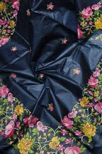 Elegant Blue Bhagalpur Pure Tussar Silk Embroidered Saree - Luxurion World