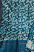 Elegant Blue Bhagalpur Pure Moonga Tussar Silk Digital Printed Saree - Luxurion World