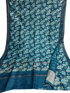 Elegant Blue Bhagalpur Pure Moonga Tussar Silk Digital Printed Saree - Luxurion World