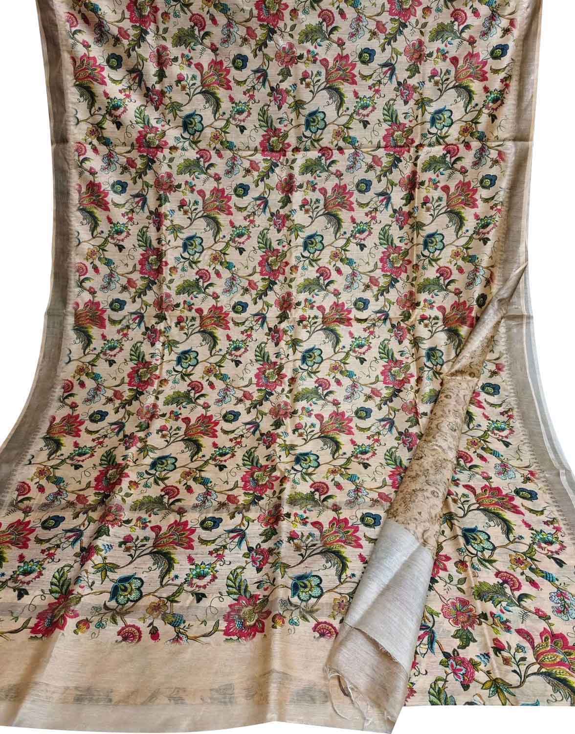 Elegant Pastel Bhagalpur Pure Moonga Tussar Silk Digital Printed Saree