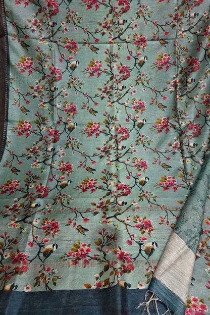 Elegant Blue Moonga Tussar Silk Saree