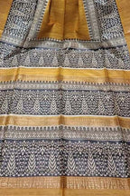 Yellow Bhagalpur Pure Ghicha Tussar Silk Block Printed Saree - Luxurion World